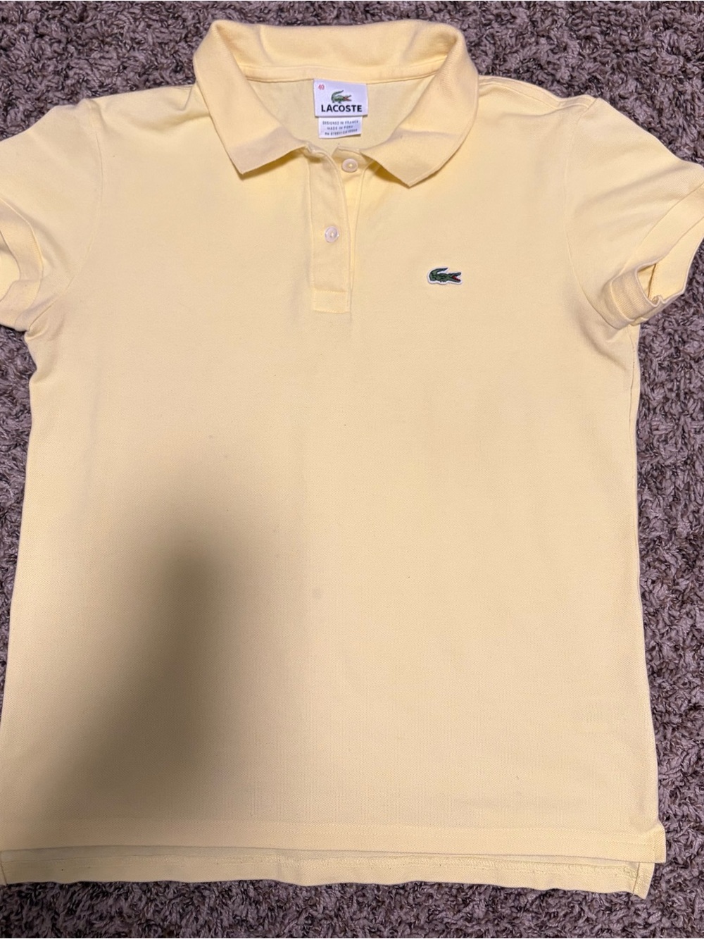 Lacoste Light Yellow Women's Cotton Polo with Green Croc